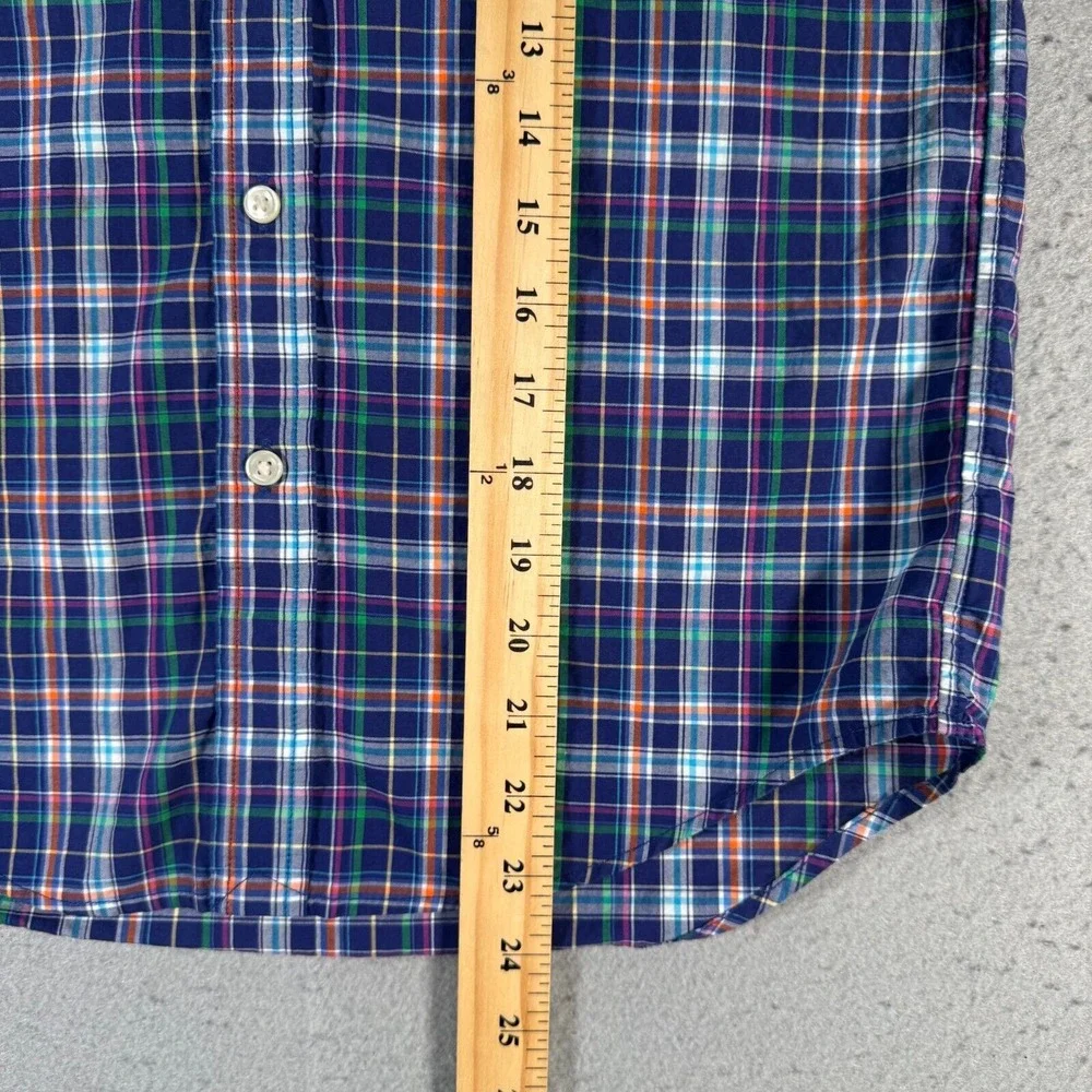 Ralph Lauren Button Down Shirt Youth Boys Medium 10-12 Blue Plaid‎ Pony Casual